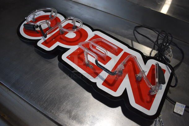 Open Neon Light Up Sign. Buyer Must Pick Up - We Will Not Ship This Item. 30x4x10. Tested and Does Not Power On - Image 2 of 5