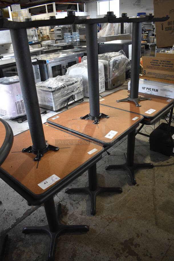 2 Wood Pattern Dining Height Table on Black Metal Table Base. Stock Picture - Cosmetic Condition May Vary. 20x24x30. 2 Times Your Bid! - Image 4 of 4