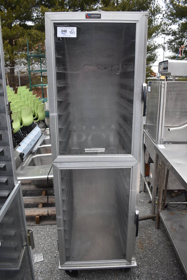 Lockwood Metal Commercial Pan Transport Rack on Commercial Casters. Missing 1 Door. 21x28x70.5