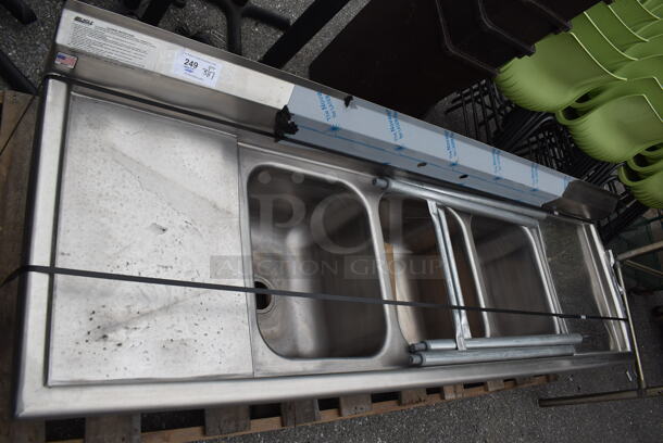 BRAND NEW SCRATCH AND DENT! Eagle 314-16-3-18 Stainless Steel Commercial 3 Bay Sink w/ Dual Drain Boards. 90x27.5x22. Bays 16x20x12. Drain Boards 16x23x1 - Image 6 of 7
