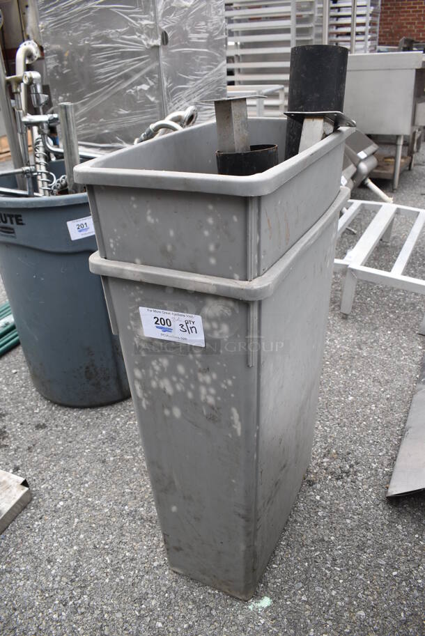 2 Gray Poly Slim Jim Trash Cans w/ Contents. 11x20x30. 2 Times Your Bid! - Image 2 of 5