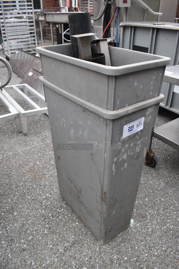 2 Gray Poly Slim Jim Trash Cans w/ Contents. 11x20x30. 2 Times Your Bid! - Image 3 of 5