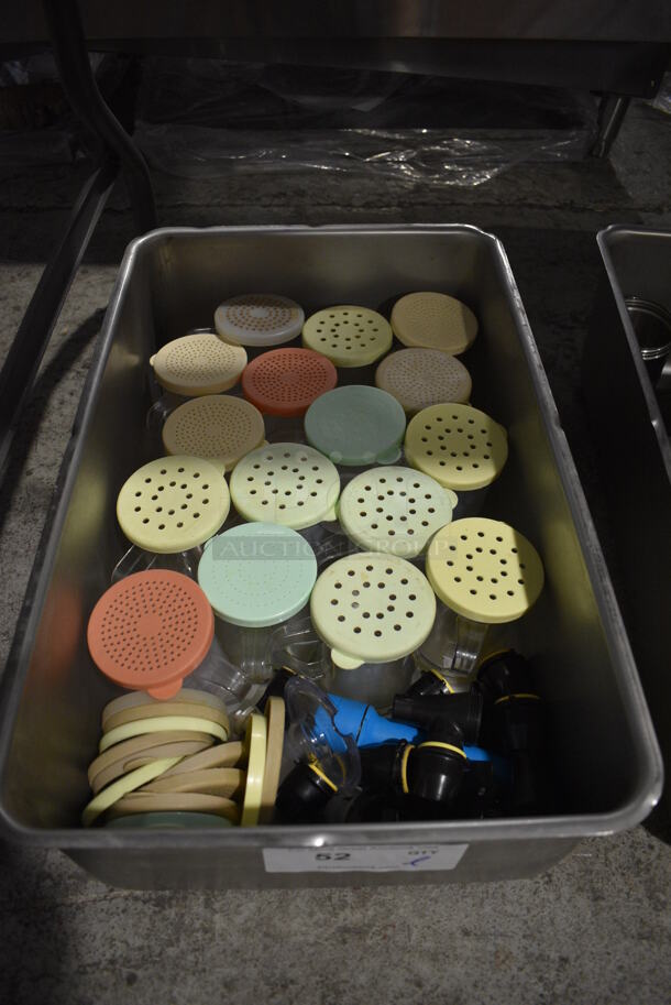 ALL ONE MONEY! Lot of Various Items Including Poly Seasoning Shakers in Metal Bin - Image 2 of 4