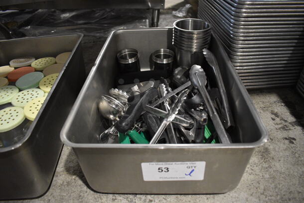 ALL ONE MONEY! Lot of Various Items Including Utensils and Metal Cylindrical Bins in Metal Bin - Image 2 of 4