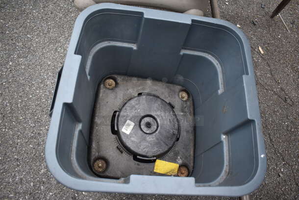 Gray Poly Trash Can w/ Dollies and Chef Master Lettuce Spinner. Includes 21x24x22.5 - Image 5 of 6