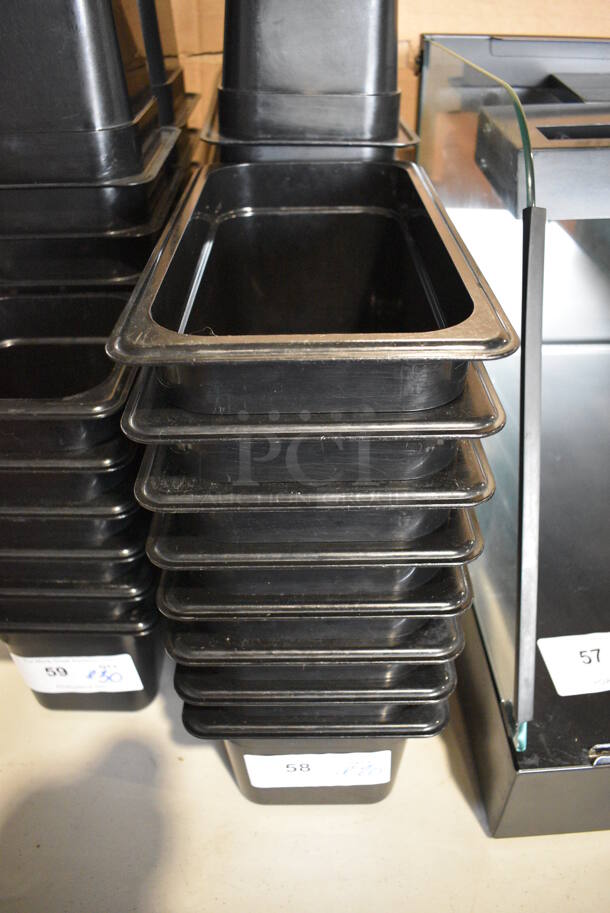 ALL ONE MONEY! Lot of 20 Cambro Black Poly 1/3 Size Drop In Bins. 1/3x6