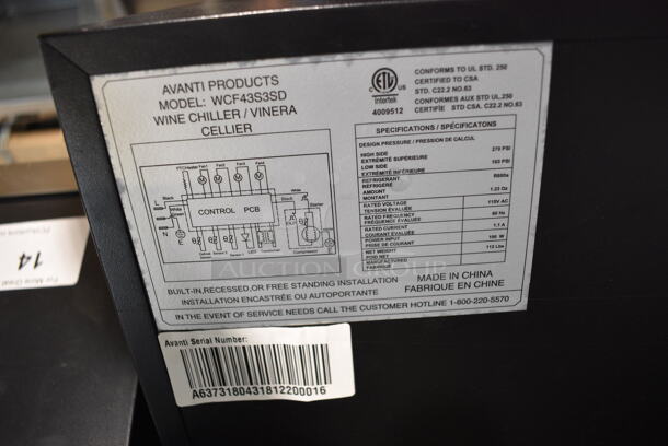 BRAND NEW SCRATCH AND DENT! Avanti WCF43S3SD Stainless Steel Mini Cooler Wine Chiller Merchandiser. 115 Volts, 1 Phase. 23.5x23.5x33.5. Tested and Working! - Image 6 of 6
