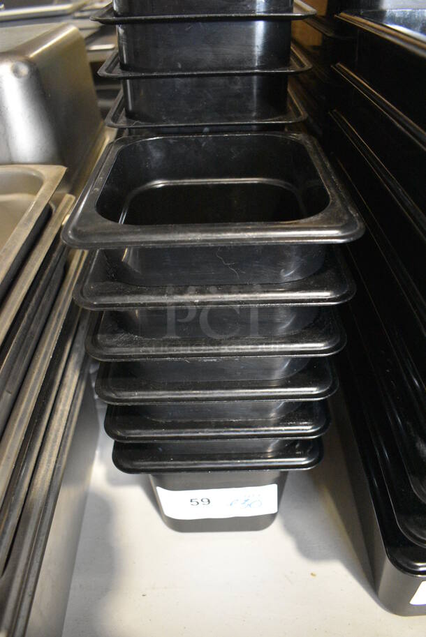 ALL ONE MONEY! Lot of 30 Cambro Black Poly 1/6 Size Drop In Bins. 1/6x6 - Image 1 of 5