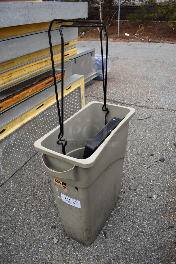 Gray Poly Slim Jim Trash Can w/ Contents. 11x20x30 - Image 2 of 5