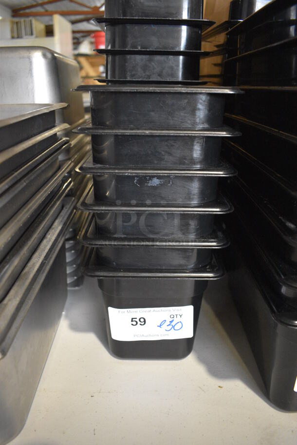 ALL ONE MONEY! Lot of 30 Cambro Black Poly 1/6 Size Drop In Bins. 1/6x6 - Image 3 of 5