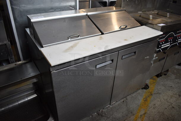 Delfield 4448N-12-A831 Stainless Steel Commercial Sandwich Salad Prep Table Bain Marie Mega Top on Commercial Casters. 115 Volts, 1 Phase. 48x32.5x40.5. Tested and Powers On But Temps at 44 Degrees - Image 2 of 8