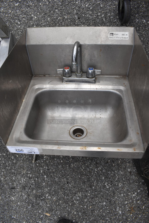 John Boos Stainless Steel Commercial Wall Mount Sink w/ Dual Splash Guards, Faucet and Handles. 17x17x16 - Image 2 of 5