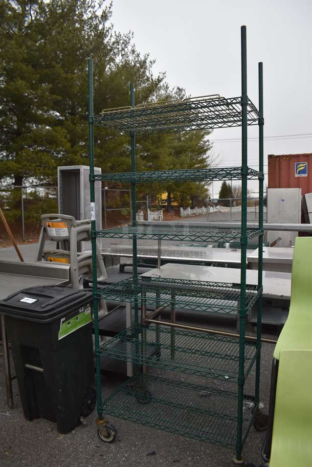Green Finish 6 Tier Wire Shelving Unit. BUYER MUST DISMANTLE. PCI CANNOT DISMANTLE FOR SHIPPING. PLEASE CONSIDER FREIGHT CHARGES. 36x21x91.5 - Image 2 of 5