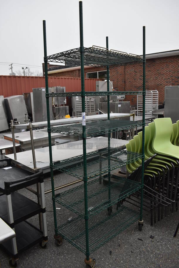 Green Finish 6 Tier Wire Shelving Unit. BUYER MUST DISMANTLE. PCI CANNOT DISMANTLE FOR SHIPPING. PLEASE CONSIDER FREIGHT CHARGES. 36x21x91.5 - Image 3 of 5