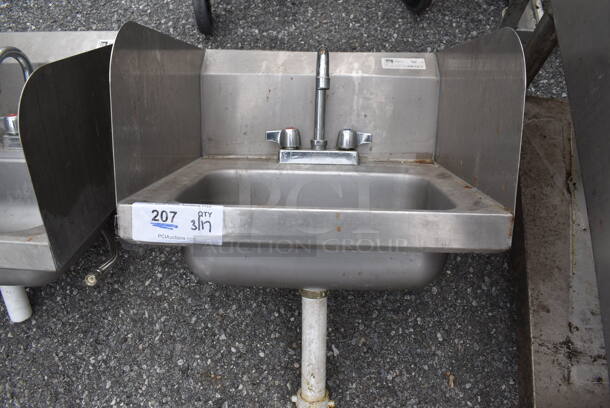 John Boos Stainless Steel Commercial Wall Mount Sink w/ Dual Splash Guards, Faucet and Handles. 17x17x23