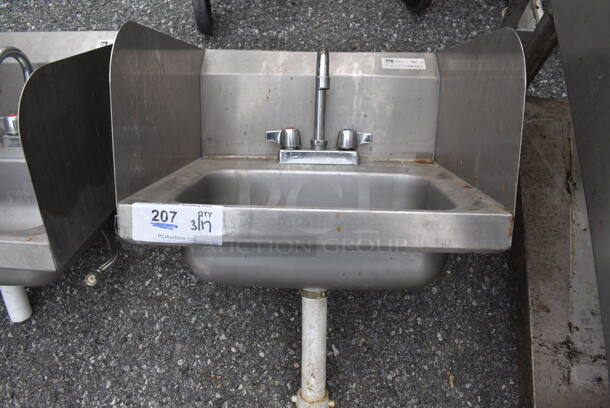 John Boos Stainless Steel Commercial Wall Mount Sink w/ Dual Splash Guards, Faucet and Handles. 17x17x23 - Image 1 of 5
