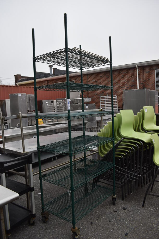 Green Finish 6 Tier Wire Shelving Unit. BUYER MUST DISMANTLE. PCI CANNOT DISMANTLE FOR SHIPPING. PLEASE CONSIDER FREIGHT CHARGES. 36x21x91.5 - Image 4 of 5