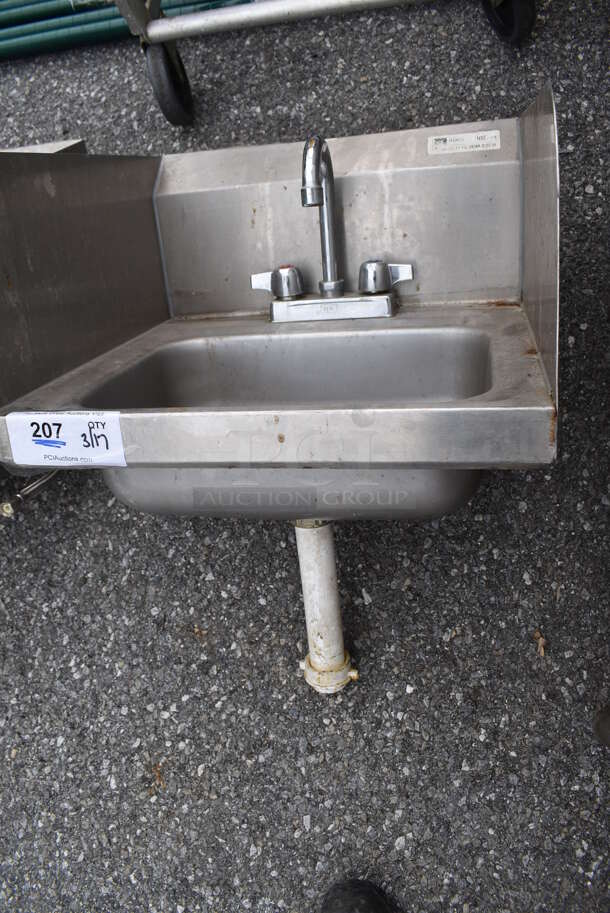 John Boos Stainless Steel Commercial Wall Mount Sink w/ Dual Splash Guards, Faucet and Handles. 17x17x23 - Image 3 of 5