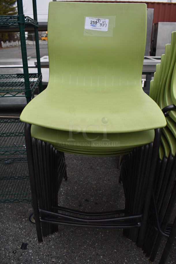 8 Green Poly Bar Height Chairs on Metal Legs. Stock Picture - Cosmetic Condition May Vary. 20x24x38. 8 Times Your Bid! - Image 2 of 5