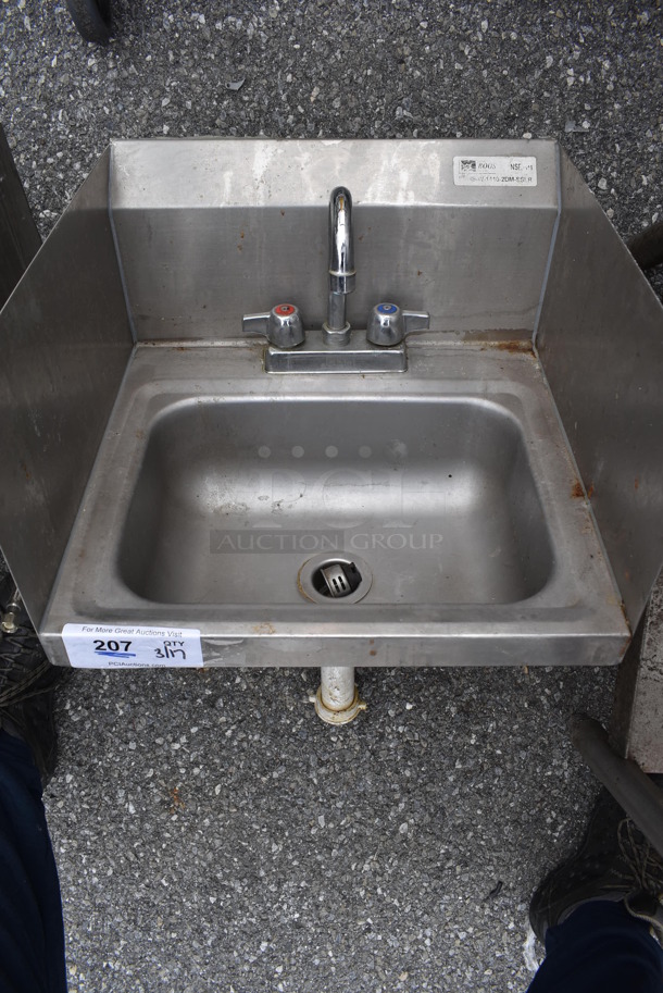 John Boos Stainless Steel Commercial Wall Mount Sink w/ Dual Splash Guards, Faucet and Handles. 17x17x23 - Image 5 of 5