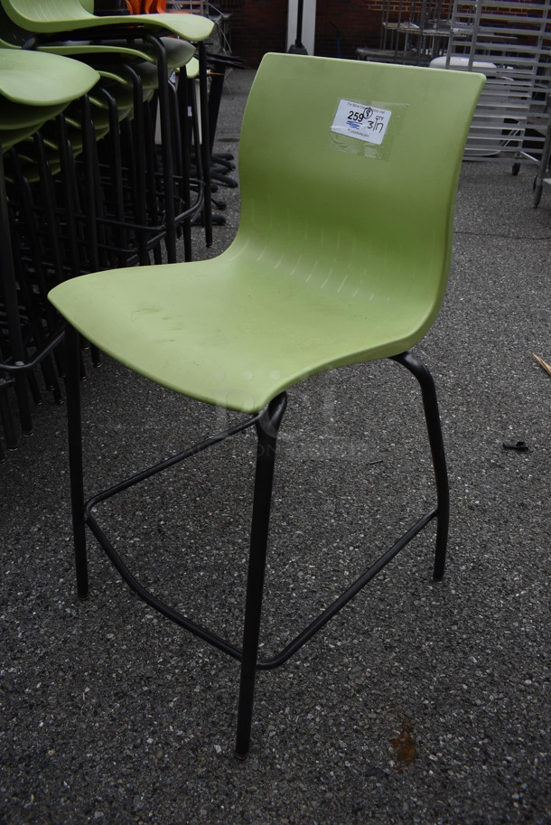 8 Green Poly Bar Height Chairs on Metal Legs. Stock Picture - Cosmetic Condition May Vary. 20x24x38. 8 Times Your Bid! - Image 4 of 5