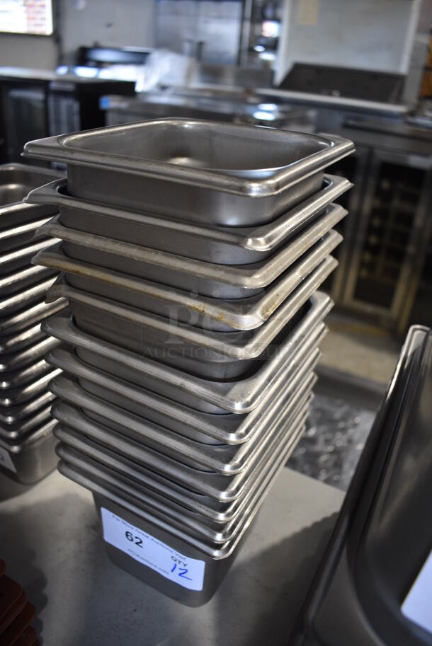 12 Stainless Steel 1/6 Size Drop In Bins. 1/6x6. 12 Times Your Bid! - Image 3 of 4