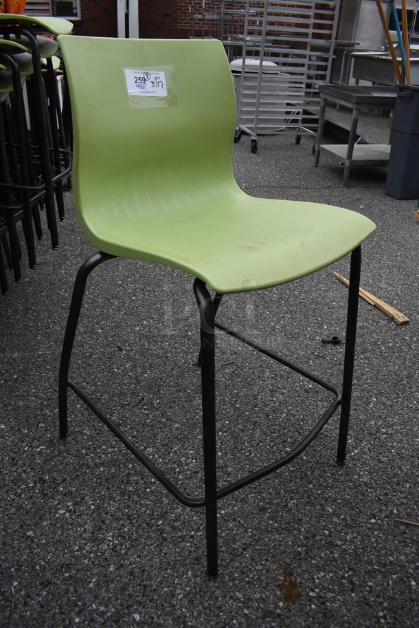 8 Green Poly Bar Height Chairs on Metal Legs. Stock Picture - Cosmetic Condition May Vary. 20x24x38. 8 Times Your Bid! - Image 5 of 5