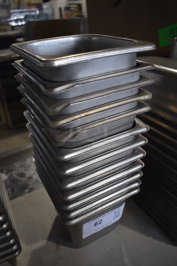 12 Stainless Steel 1/6 Size Drop In Bins. 1/6x6. 12 Times Your Bid! - Image 4 of 4