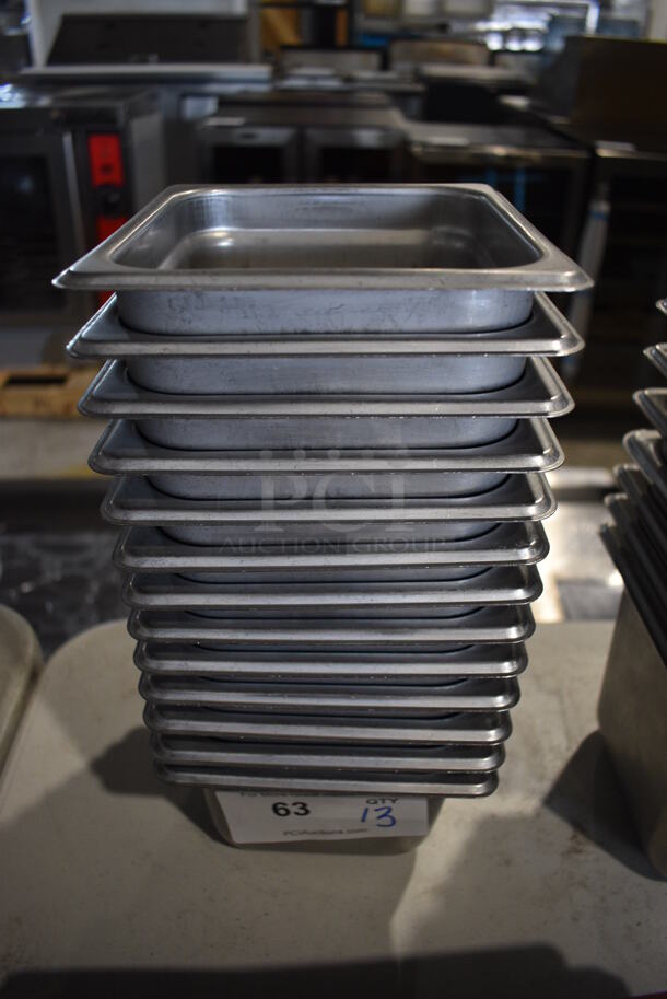 13 Stainless Steel 1/6 Size Drop In Bins. 1/6x4. 13 Times Your Bid!