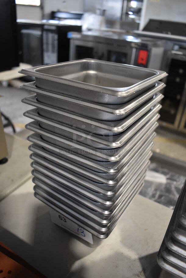 13 Stainless Steel 1/6 Size Drop In Bins. 1/6x4. 13 Times Your Bid! - Image 2 of 4