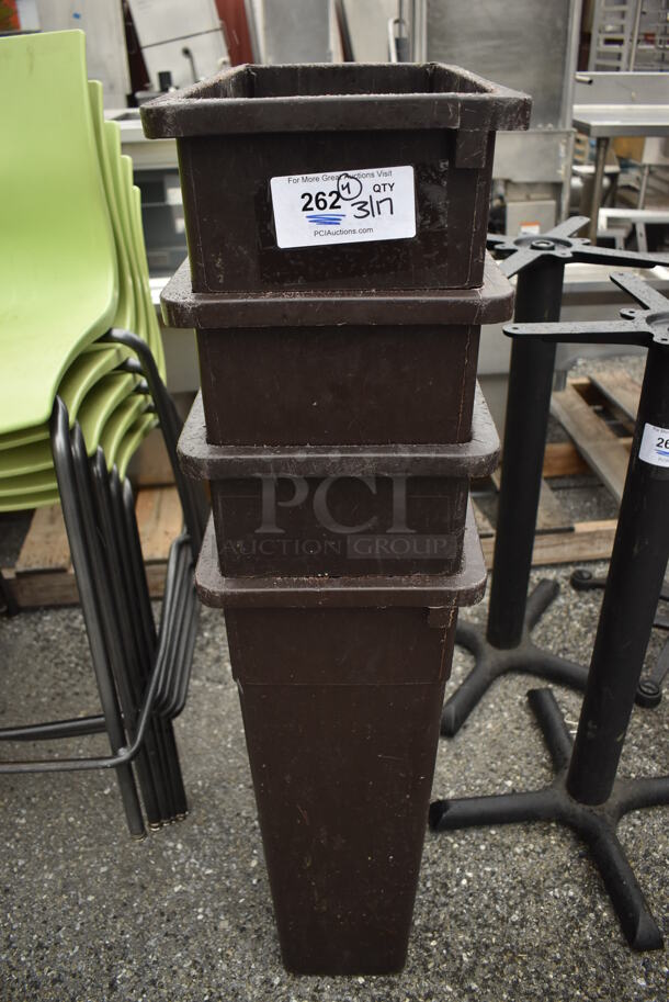 4 Brown Poly Slim Jim Trash Cans. 11x20x30. 4 Times Your Bid! - Image 1 of 5