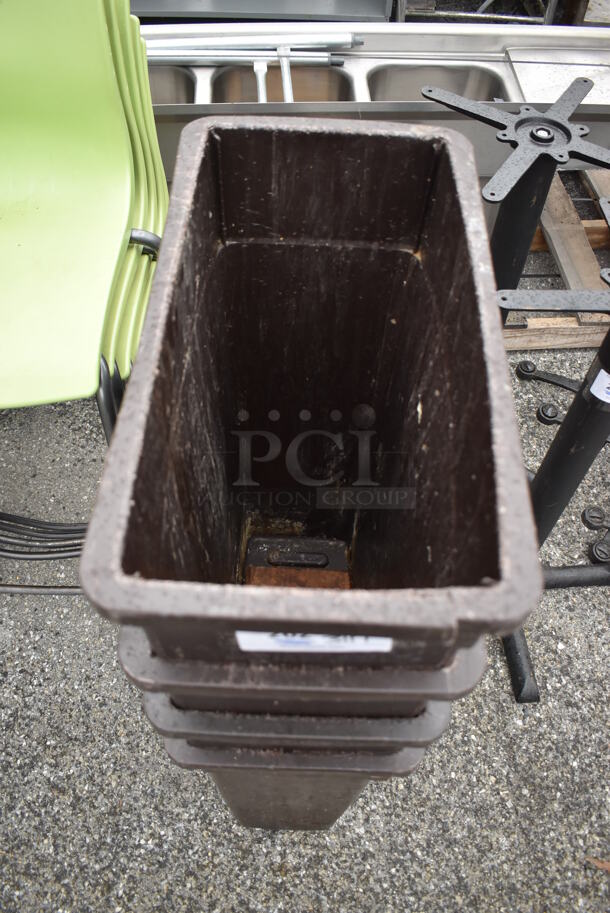 4 Brown Poly Slim Jim Trash Cans. 11x20x30. 4 Times Your Bid! - Image 5 of 5