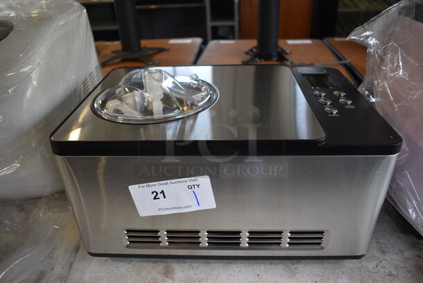 BRAND NEW SCRATCH AND DENT! Whynter ICM-220SSY Stainless Steel Countertop Ice Cream Yogurt Maker. 110-120 Volts, 1 Phase. 17x12x10.5. Tested and Working! - Image 1 of 8