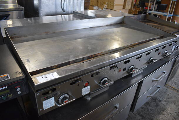 LATE MODEL! Vulcan MSA60 Stainless Steel Commercial Countertop Natural Gas Powered Flat Top Griddle w/ Thermostatic Controls. 135,000 BTU. 60x33x14
