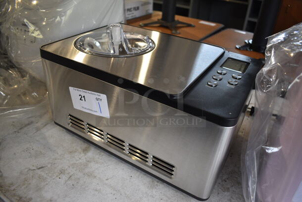 BRAND NEW SCRATCH AND DENT! Whynter ICM-220SSY Stainless Steel Countertop Ice Cream Yogurt Maker. 110-120 Volts, 1 Phase. 17x12x10.5. Tested and Working! - Image 2 of 8