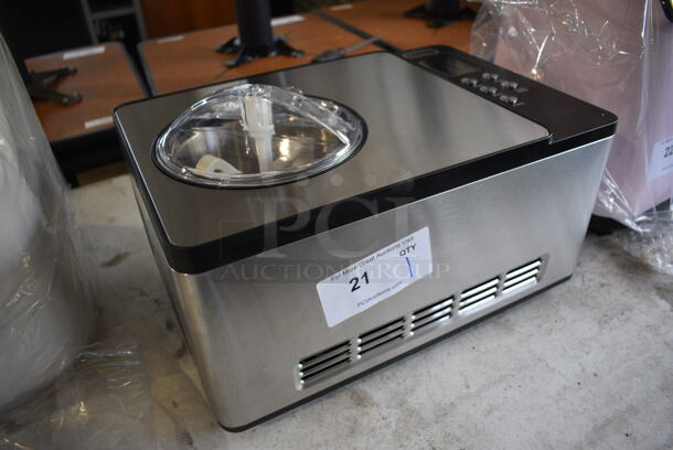 BRAND NEW SCRATCH AND DENT! Whynter ICM-220SSY Stainless Steel Countertop Ice Cream Yogurt Maker. 110-120 Volts, 1 Phase. 17x12x10.5. Tested and Working! - Image 3 of 8