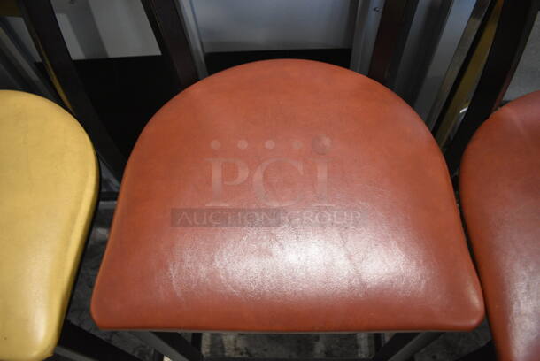 2 Black Metal Bar Height Chairs w/ Red Seat Cushions. 18x18x44. 2 Times Your Bid! - Image 4 of 5