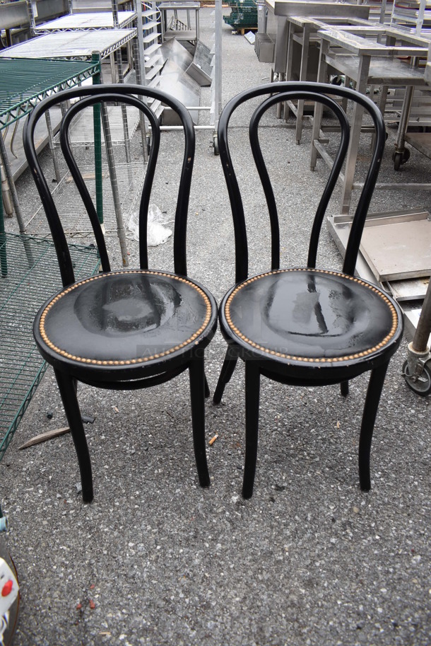2 Black Metal Dining Chair w/ Black Cushion and Nailhead Trim. 15x21x32. 2 Times Your Bid!
