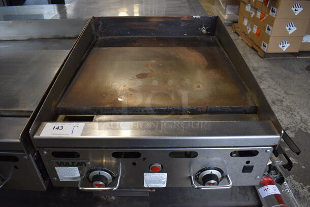 LATE MODEL! Vulcan MSA24-101 Stainless Steel Commercial Countertop Natural Gas Powered Flat Top Griddle w/ Thermostatic Controls. 54,000 BTU. 24x35x14