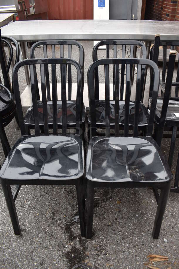 3 Black Metal Dining Chairs. Stock Picture - Cosmetic Condition May Vary. 15x21x32.5. 3 Times Your Bid!