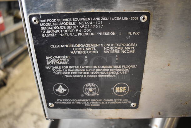 LATE MODEL! Vulcan MSA24-101 Stainless Steel Commercial Countertop Natural Gas Powered Flat Top Griddle w/ Thermostatic Controls. 54,000 BTU. 24x35x14 - Image 6 of 6