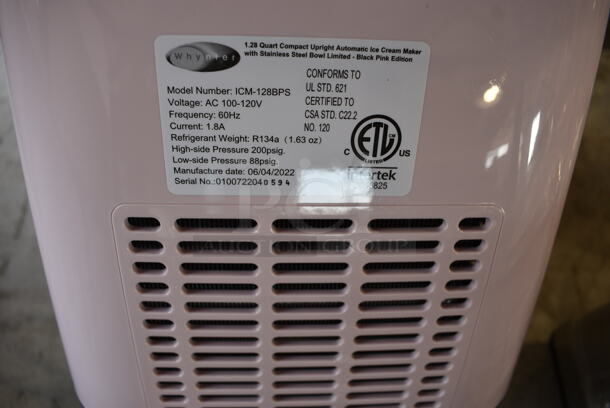 BRAND NEW SCRATCH AND DENT! Whynter ICM-128BPS Metal Countertop Ice Cream Maker. 100-120 Volts, 1 Phase. 9x10x14. Tested and Working! - Image 7 of 8