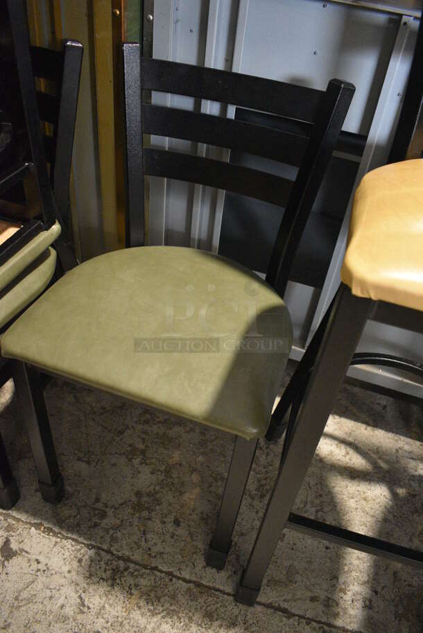 2 Black Metal Dining Height Chairs w/ Green Seat Cushions. Stock Picture - Cosmetic Condition May Vary. 16x16x32. 2 Times Your Bid! - Image 2 of 5
