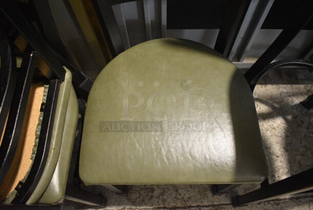2 Black Metal Dining Height Chairs w/ Green Seat Cushions. Stock Picture - Cosmetic Condition May Vary. 16x16x32. 2 Times Your Bid! - Image 4 of 5
