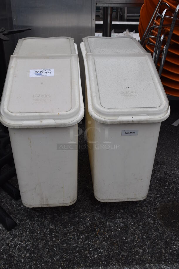 2 White Poly Ingredient Bins on Commercial Casters. 13x29x28. 2 Times Your Bid! - Image 2 of 7