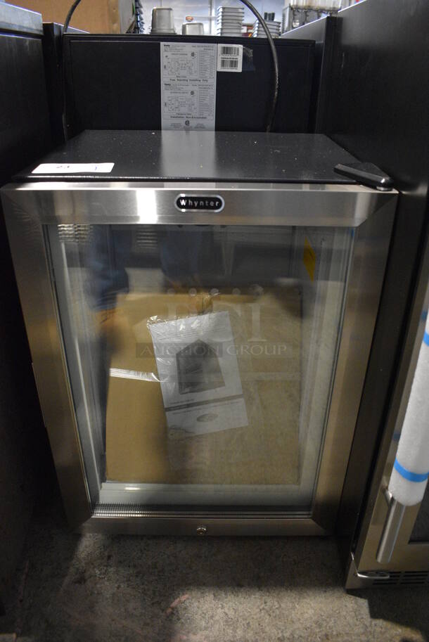 BRAND NEW SCRATCH AND DENT! Whynter CDF-177SB Stainless Steel Single Door Mini Cooler Merchandiser. 110-120 Volts, 1 Phase. 19x19x26. Tested and Working! - Image 1 of 6