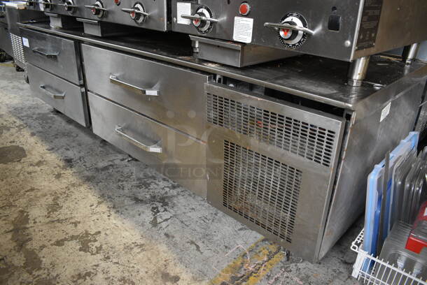 Stainless Steel Commercial 4 Drawer Chef Base on Commercial Casters. 84x33x24. Tested and Powers On But Temps at 43 Degrees - Image 4 of 5