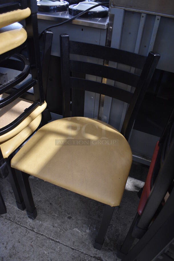 2 Black Metal Dining Height Chairs w/ Yellow Seat Cushions. Stock Picture - Cosmetic Condition May Vary. 16x16x32. 2 Times Your Bid! - Image 2 of 5