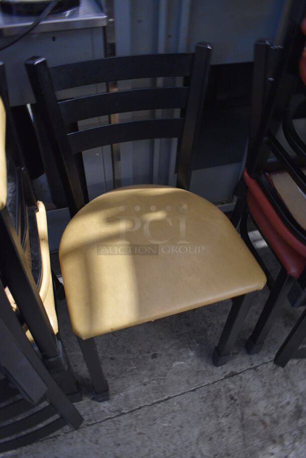 2 Black Metal Dining Height Chairs w/ Yellow Seat Cushions. Stock Picture - Cosmetic Condition May Vary. 16x16x32. 2 Times Your Bid! - Image 3 of 5