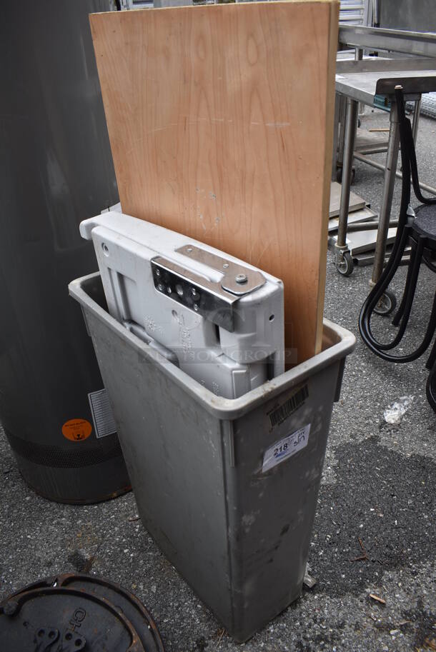 ALL ONE MONEY! Lot of Diaper Changing Station, Wood Pattern Panel and Gray Poly Slim Jim Trash Can. Includes 11x20x30 - Image 2 of 7